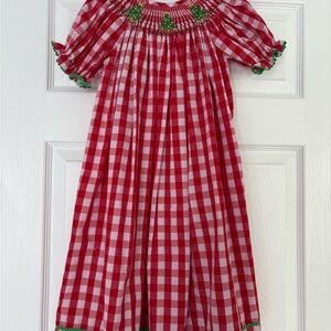 Red Checkered Kids Christmas Tree dress